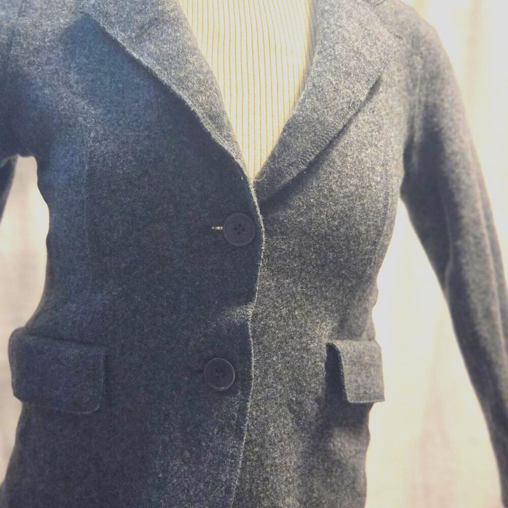 Talbots Fleeced - Wool Fabric Gray Blazer Jacket